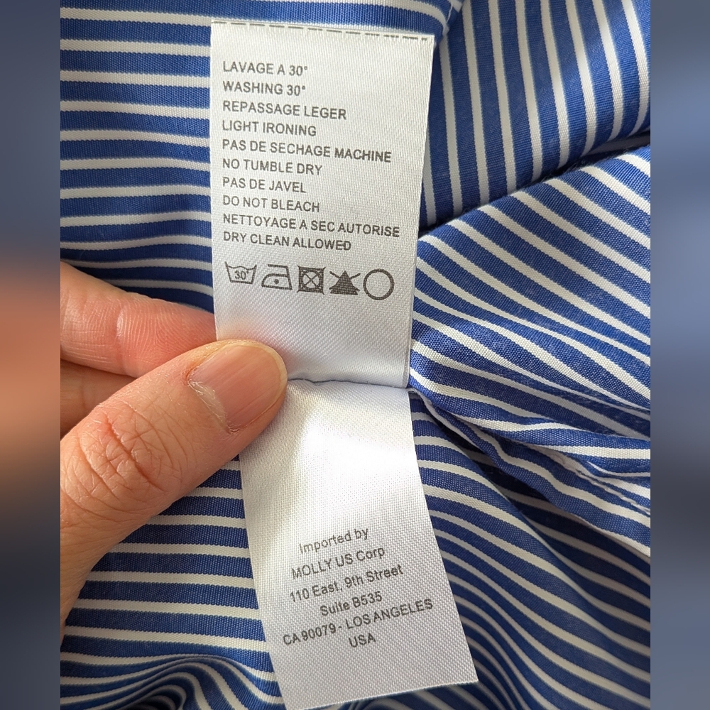 NWT Lili Sidonio Molly Bracken Bow Pinstripe Blue White Sleeveless Blouse Top XS - Picture 10 of 10